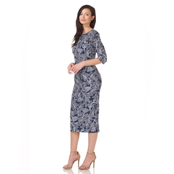 NWT JS COLLECTIONS Embroidered Soutache Elbow Sleeve Cocktail Party Dress Size 8 - Picture 4 of 16